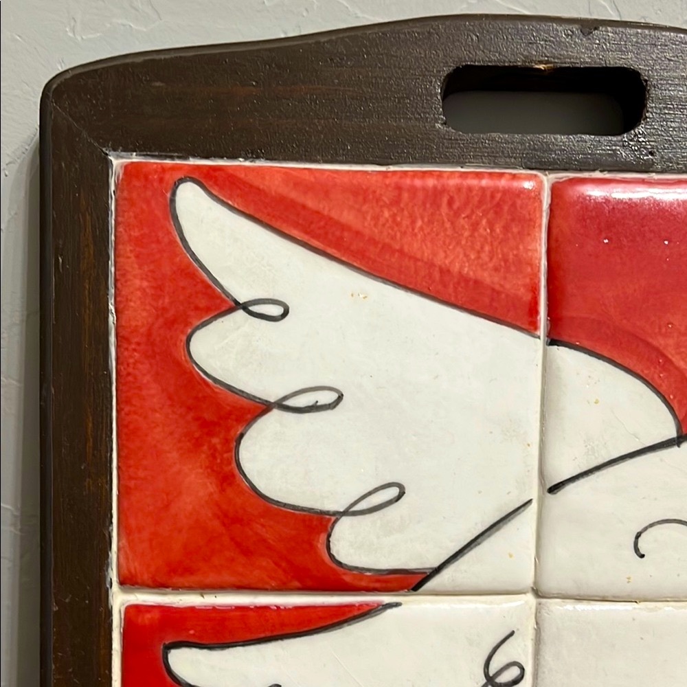 ❤️🕊️”P. Curtis” Signed Handcrafted Dove Tile Wall Art with Red Background❤️🕊️ - Picture 3 of 13